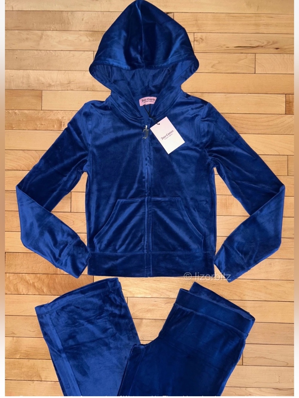 NEW! JUICY COUTURE Velour OG Bling Tracksuit Set in Mascot Blue Size S - Picture 2 of 4